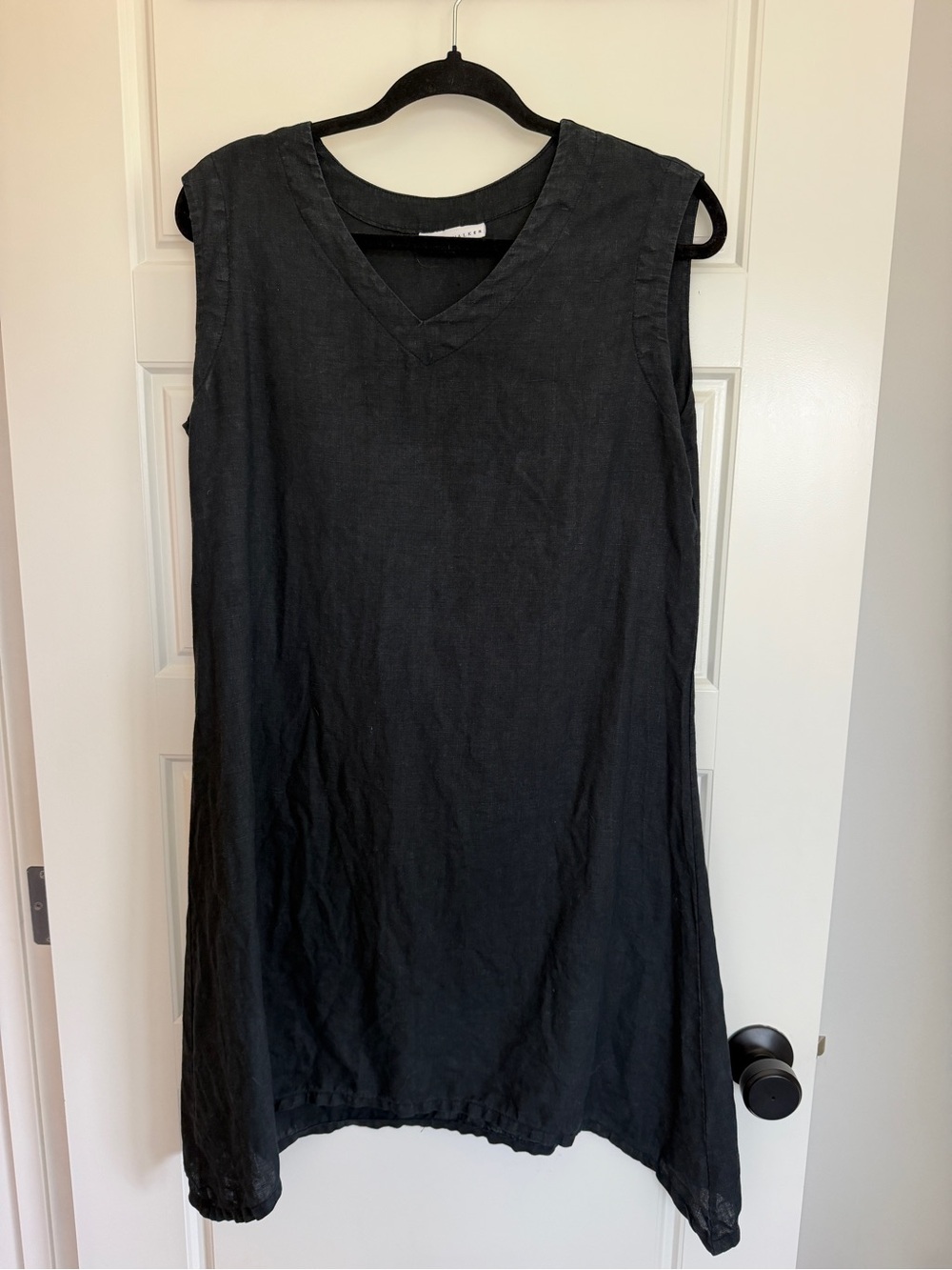 bryn Walker USA Black 100% Linen Midi Shift Dress